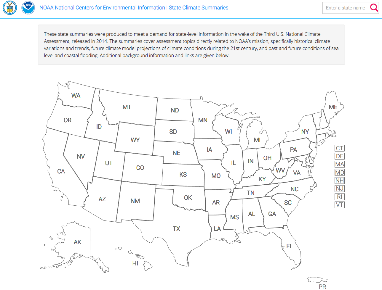 State Climate Summaries Web Map