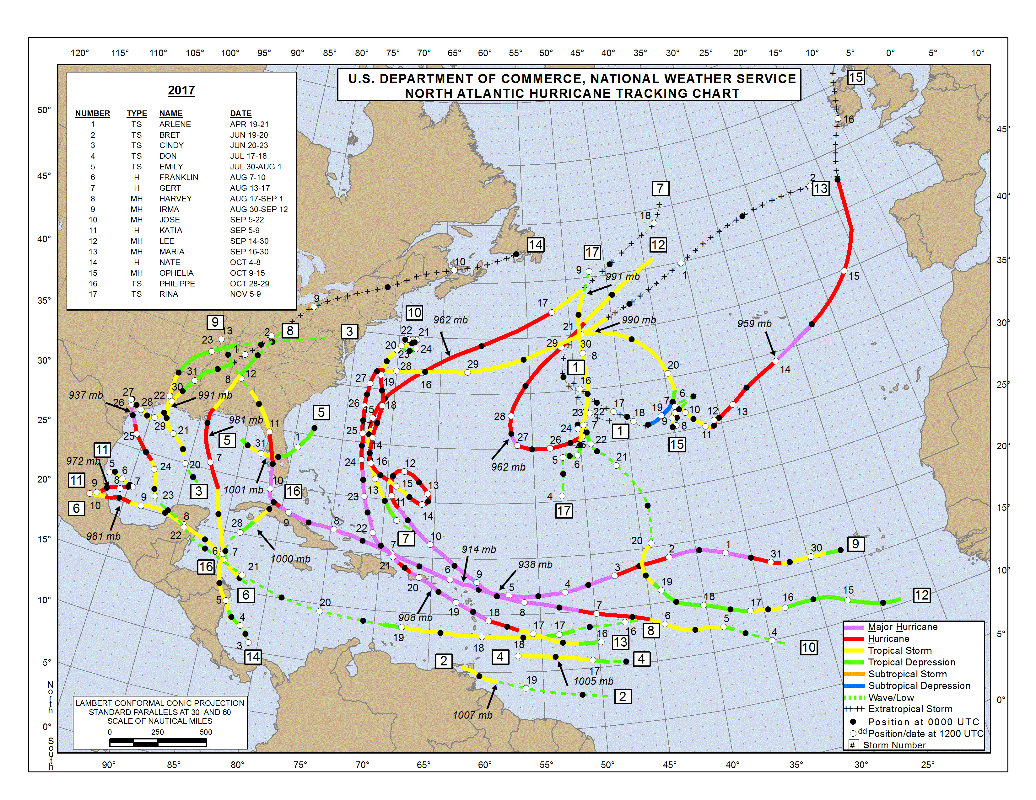 Hurricane Weather Map Atlantic Ocean 