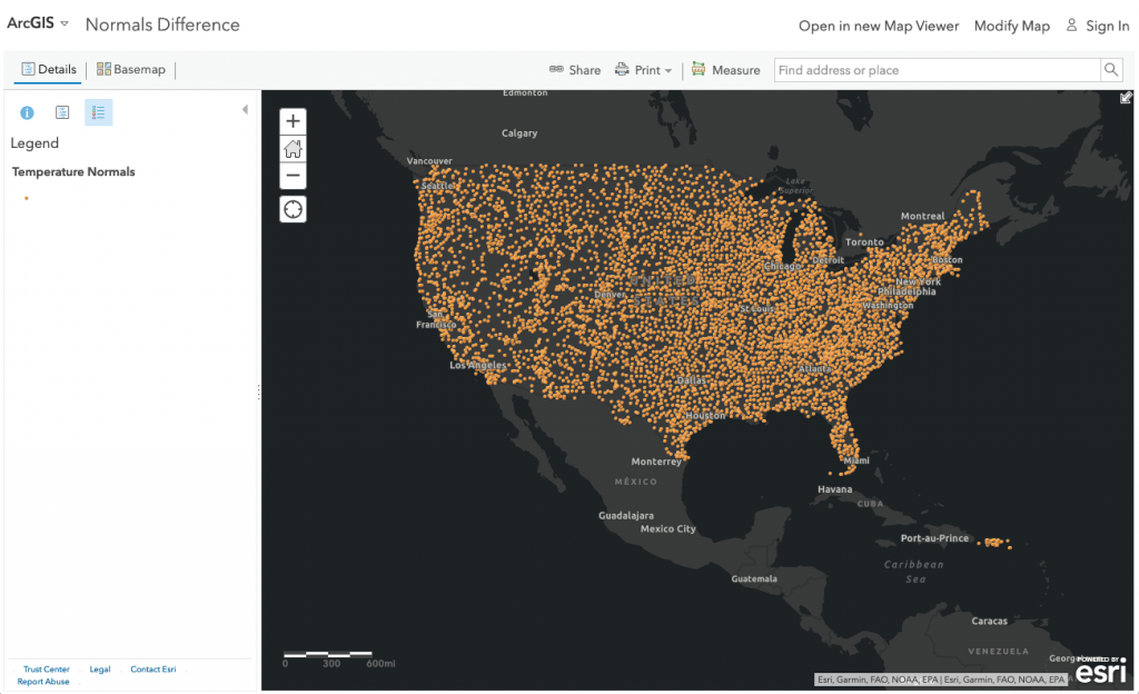 Screenshot of interactive GIS map tool.