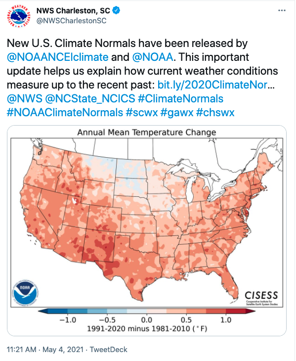 Tweet from NOAA National Weather Service in Charleston