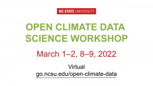 Banner for the 2022 Open Climate Data Science Workshop